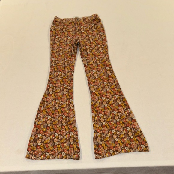 Hollister Denim - Hollister women’s brown and yellow mushroom 70’s bellbottom pants  size xs